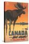 Travel Poster for Canada, Moose-null-Stretched Canvas