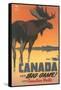 Travel Poster for Canada, Moose-null-Framed Stretched Canvas