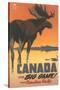 Travel Poster for Canada, Moose-null-Stretched Canvas