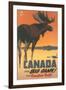 Travel Poster for Canada, Moose-null-Framed Art Print