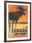 Travel Poster for Canada, Moose-null-Framed Art Print