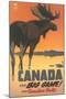 Travel Poster for Canada, Moose-null-Mounted Art Print