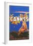 Travel Poster for Cannes-null-Framed Art Print