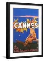 Travel Poster for Cannes-null-Framed Art Print