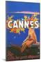 Travel Poster for Cannes-null-Mounted Art Print