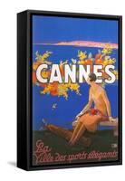 Travel Poster for Cannes-null-Framed Stretched Canvas