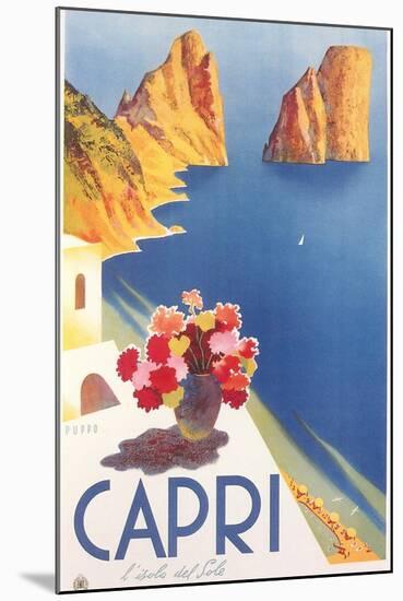 Travel Poster for Capri-null-Mounted Art Print