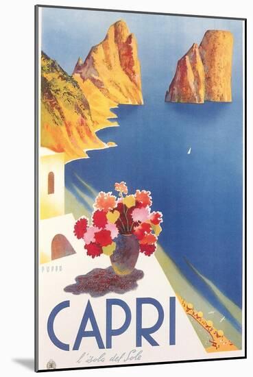 Travel Poster for Capri-null-Mounted Premium Giclee Print