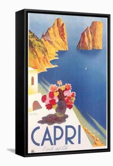 Travel Poster for Capri-null-Framed Stretched Canvas