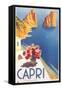 Travel Poster for Capri-null-Framed Stretched Canvas