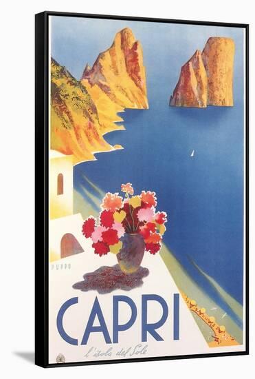 Travel Poster for Capri-null-Framed Stretched Canvas