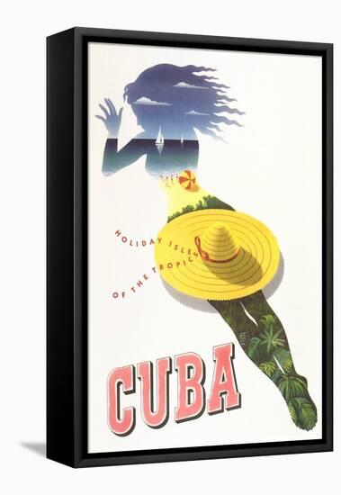 Travel Poster for Cuba-null-Framed Stretched Canvas