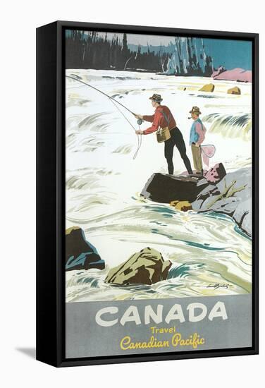 Travel Poster for Fishing in Canada-null-Framed Stretched Canvas