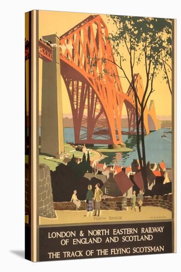 Travel Poster for Flying Scotsman, Forth Bridge-null-Stretched Canvas