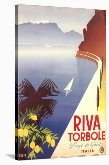 Travel Poster for Garda Lake-null-Stretched Canvas