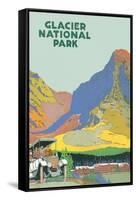 Travel Poster for Glacier Park-null-Framed Stretched Canvas