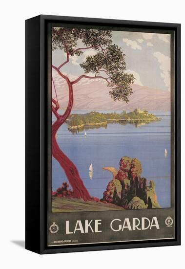 Travel Poster for Lake Garda, Italy-null-Framed Stretched Canvas