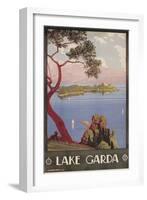 Travel Poster for Lake Garda, Italy-null-Framed Art Print