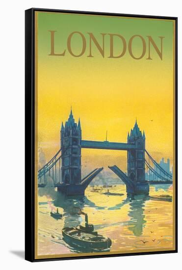 Travel Poster for London-null-Framed Stretched Canvas