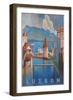 Travel Poster for Lucerne, Switzerland-null-Framed Art Print