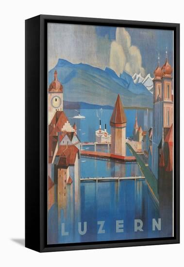 Travel Poster for Lucerne, Switzerland-null-Framed Stretched Canvas