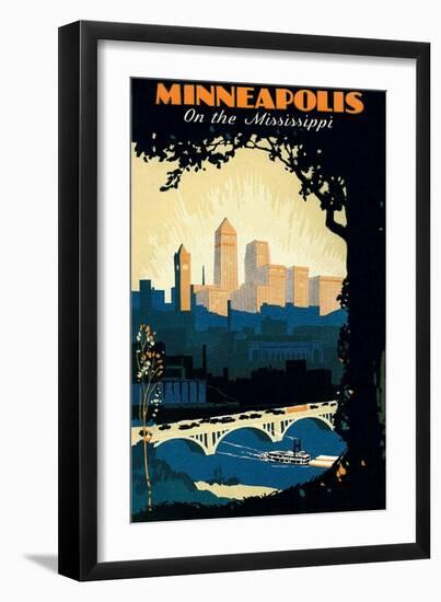 Travel Poster for Minneapolis-null-Framed Art Print