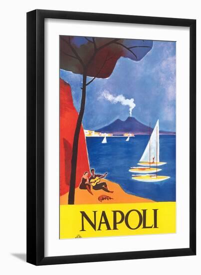 Travel Poster for Naples-null-Framed Art Print