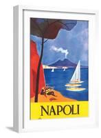 Travel Poster for Naples-null-Framed Art Print
