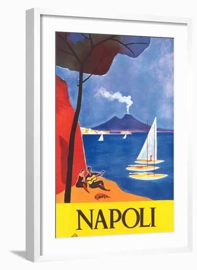 Travel Poster for Naples-null-Framed Art Print