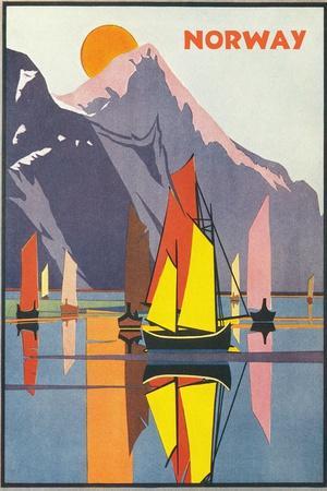 Norway Stave Church Midnight Sun Vintage Airline Travel Art Poster Print Giclée