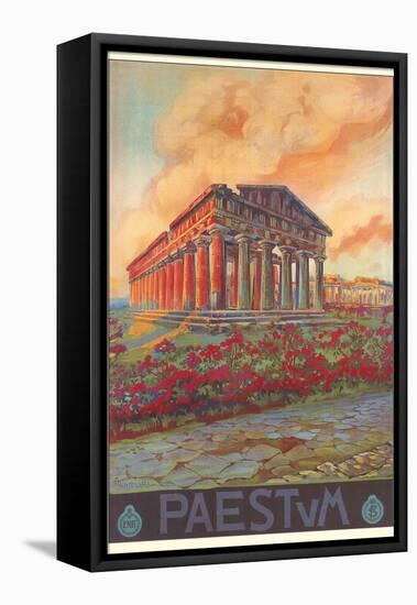 Travel Poster for Paestum-null-Framed Stretched Canvas