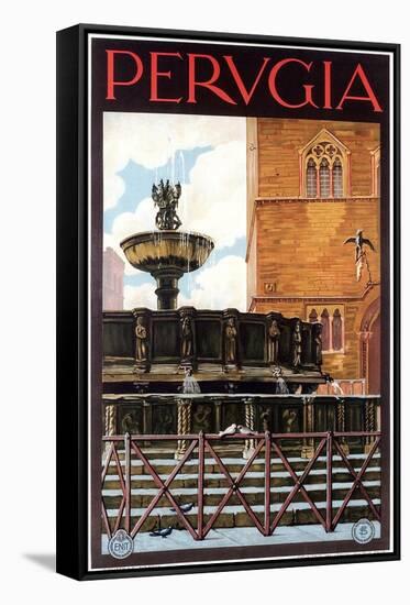 Travel Poster for Perugia-null-Framed Stretched Canvas