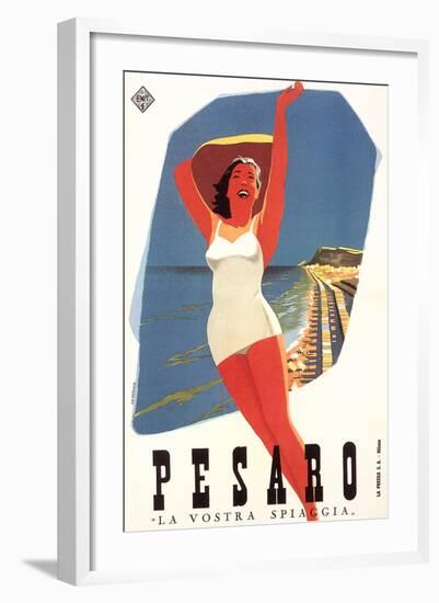 Travel Poster for Pesaro-null-Framed Art Print