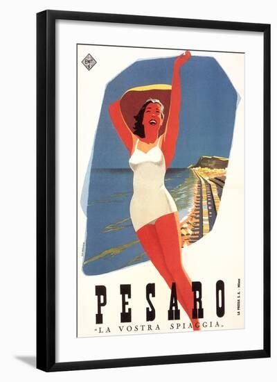 Travel Poster for Pesaro-null-Framed Art Print