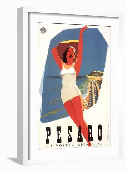 Travel Poster for Pesaro-null-Framed Art Print