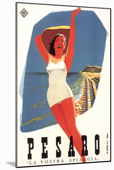 Travel Poster for Pesaro-null-Mounted Art Print