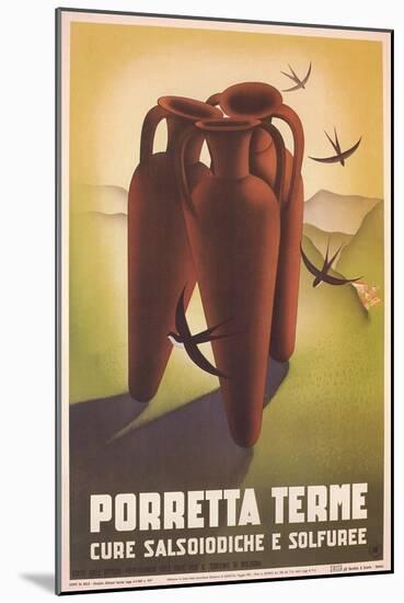 Travel Poster for Porretta Terme-null-Mounted Art Print