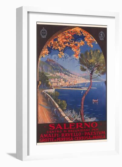 Travel Poster for Salerno-null-Framed Art Print