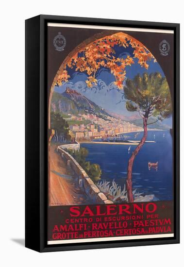 Travel Poster for Salerno-null-Framed Stretched Canvas