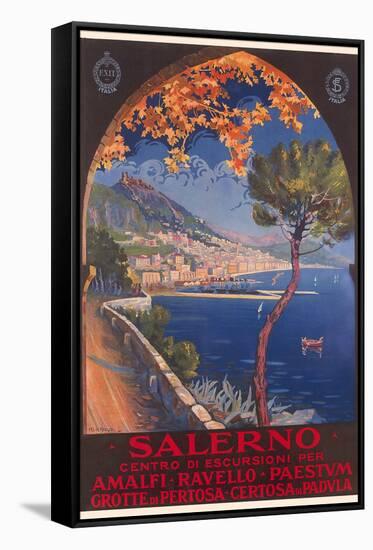 Travel Poster for Salerno-null-Framed Stretched Canvas