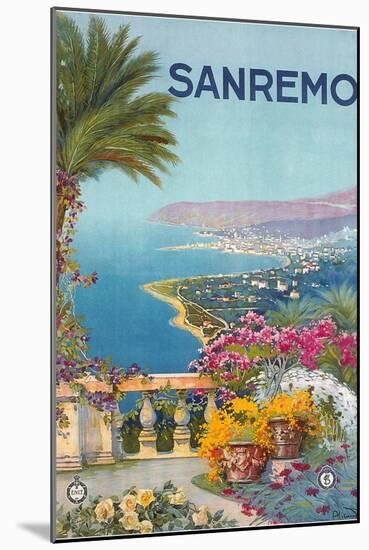 Travel Poster for San Remo-null-Mounted Art Print