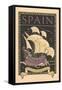 Travel Poster for Spain-null-Framed Stretched Canvas