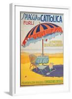 Travel Poster for Spiaggia di Cattolica,Italian Riviera, Unknown Artist, 20th c. Private collection-null-Framed Art Print