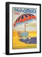 Travel Poster for Spiaggia di Cattolica,Italian Riviera, Unknown Artist, 20th c. Private collection-null-Framed Art Print