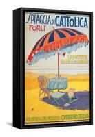 Travel Poster for Spiaggia di Cattolica,Italian Riviera, Unknown Artist, 20th c. Private collection-null-Framed Stretched Canvas