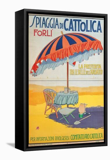 Travel Poster for Spiaggia di Cattolica,Italian Riviera, Unknown Artist, 20th c. Private collection-null-Framed Stretched Canvas