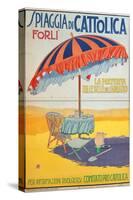 Travel Poster for Spiaggia di Cattolica,Italian Riviera, Unknown Artist, 20th c. Private collection-null-Stretched Canvas