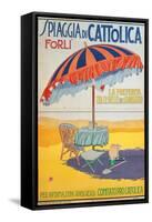 Travel Poster for Spiaggia di Cattolica,Italian Riviera, Unknown Artist, 20th c. Private collection-null-Framed Stretched Canvas