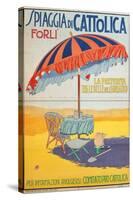 Travel Poster for Spiaggia di Cattolica,Italian Riviera, Unknown Artist, 20th c. Private collection-null-Stretched Canvas