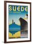 Travel Poster for Swedish Cruise Ships-null-Framed Art Print